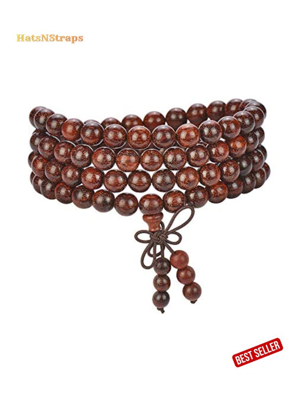 108 Bead Mala Bracelet Meditation Sandalwood Wood Beads 8mm Elastic